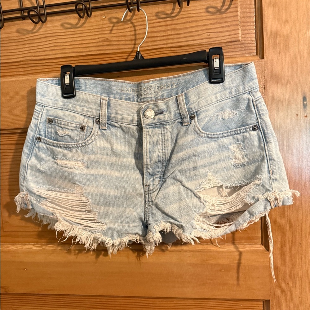 American Eagle Outfitters Blue Jean Shorts Distressed Style